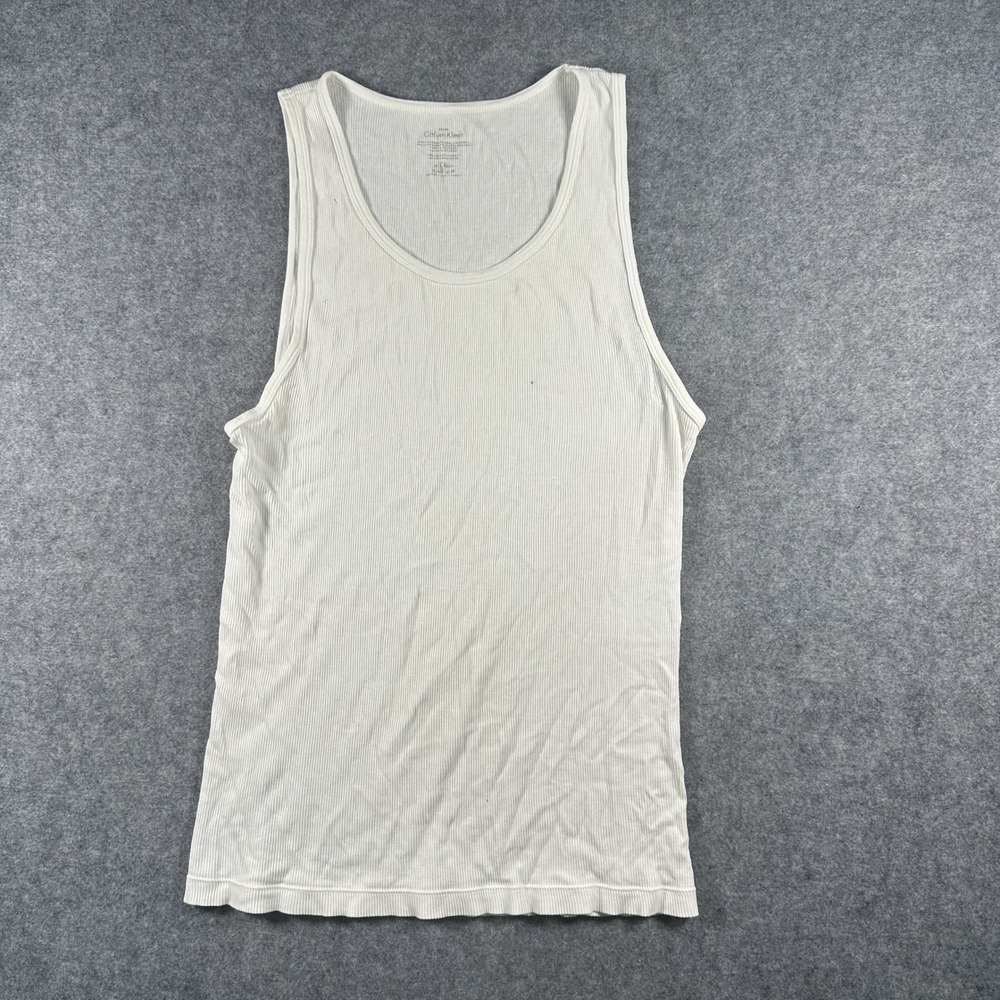 Calvin Klein Ribbed Tank Top Medium White 100% Cotton Layering Essential